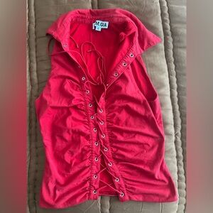 I.AM.GIA Red Lace-Up Corset Top Size L